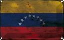Blechschild 20x30 cm Venezuela Rost Flagge Fahne Wappen