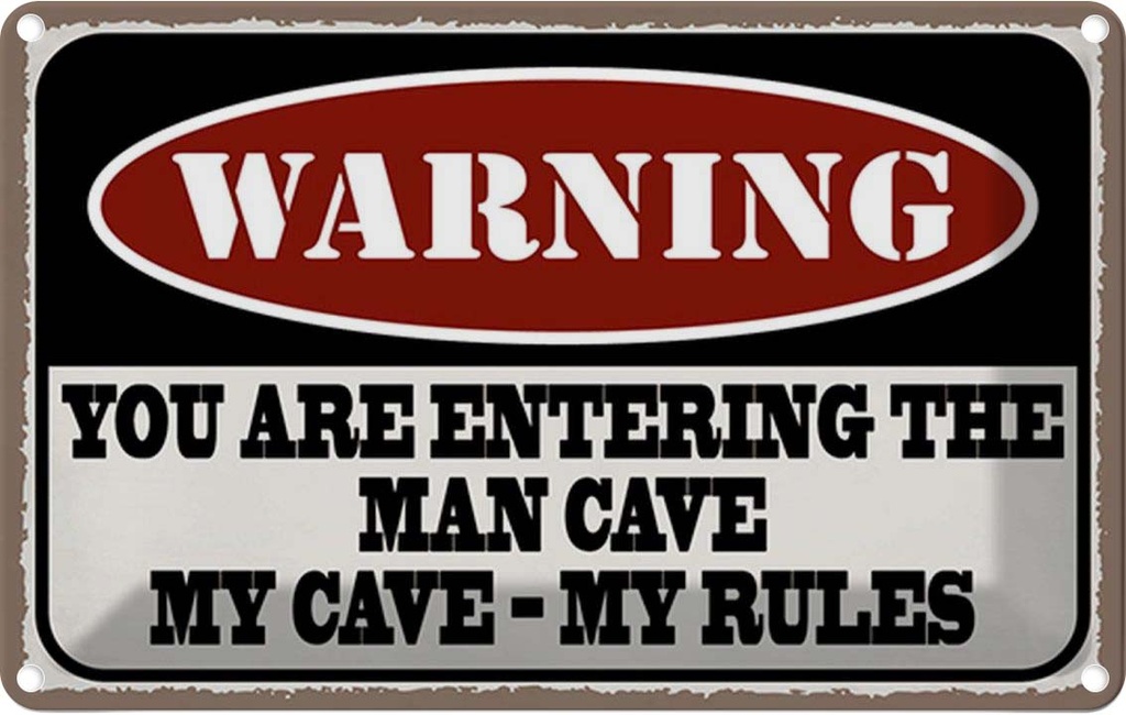 Blechschild 20x30 cm Warning you entering man cave Warnschild Hinweisschild Sicherheit Vorsicht
