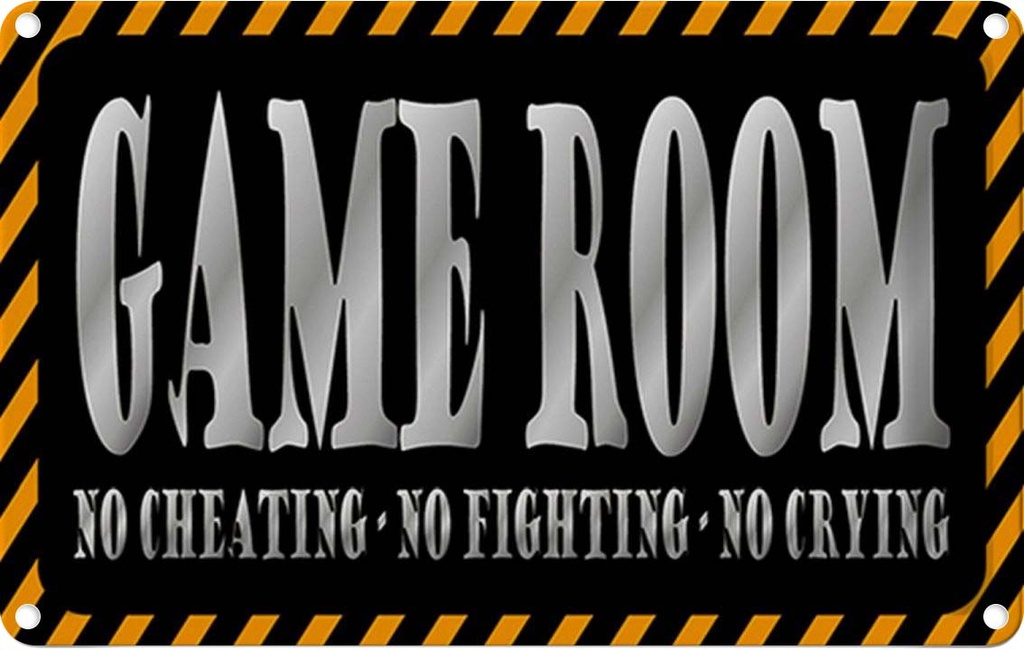 Blechschild 20x30 cm Game Room no cheating crying Warnschild Hinweisschild Sicherheit Vorsicht