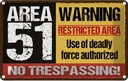 Blechschild 20x30 cm area 51 warning restrictes area