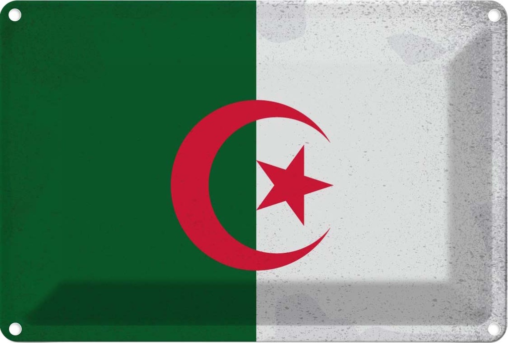 Blechschild 20x30 cm Algerien Algeria Vintage Flagge Fahne Wappen