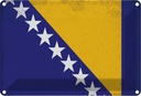 Blechschild 20x30 cm Bosnien und Herzegowina Vintage Flagge Fahne Wappen