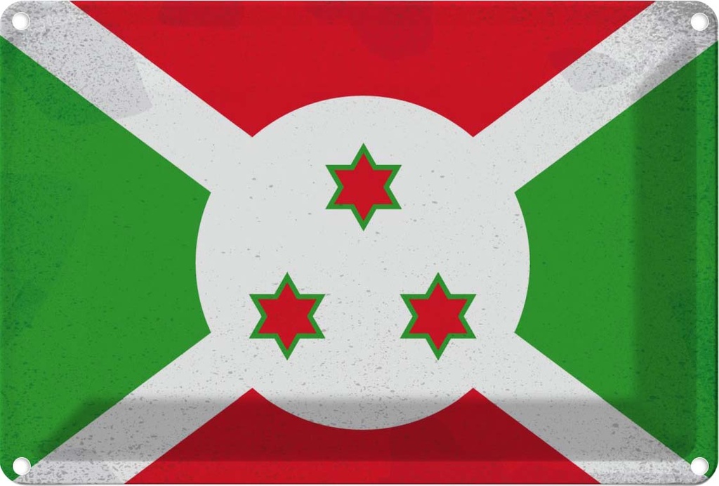 Blechschild 20x30 cm Burundi Vintage Flagge Fahne Wappen