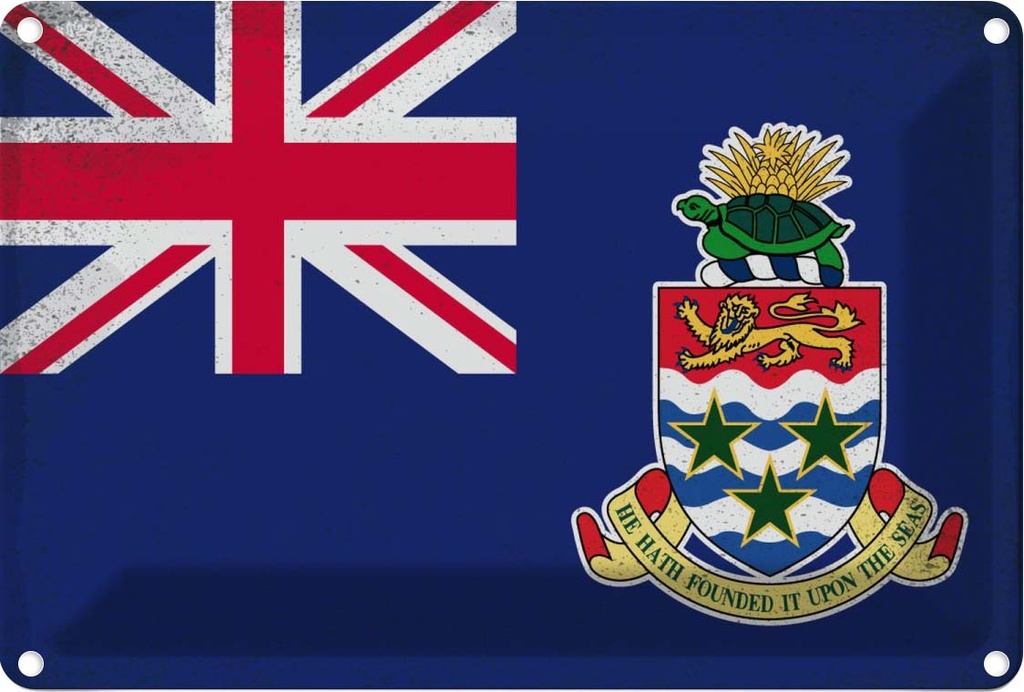 Blechschild 20x30 cm Cayman Islands Vintage Flagge Fahne Wappen