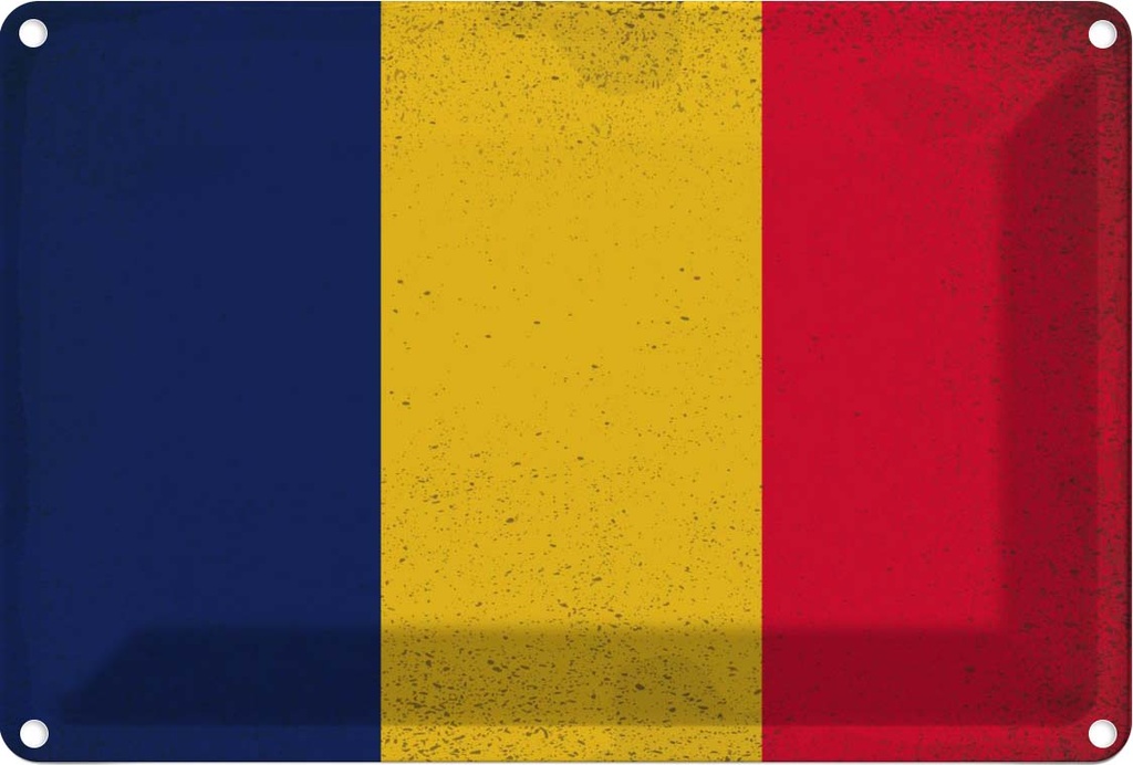 Blechschild 20x30 cm des Tschad Chad Vintage Flagge Fahne Wappen