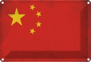 Blechschild 20x30 cm China Vintage Flagge Fahne Wappen