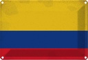 Blechschild 20x30 cm Kolumbien Colombia Vintage Flagge Fahne Wappen