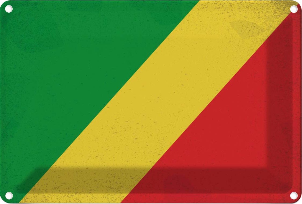 Blechschild 20x30 cm Kongo the Congo Vintage Flagge Fahne Wappen