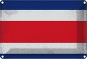 Blechschild 20x30 cm Costa Rica Vintage Flagge Fahne Wappen