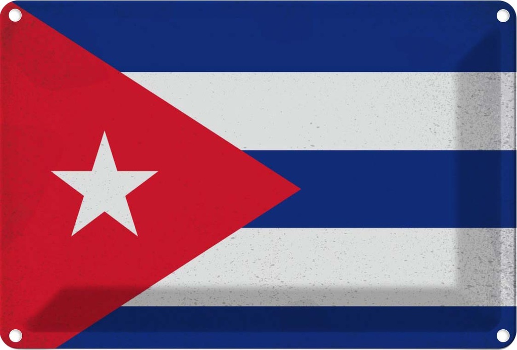 Blechschild 20x30 cm Kuba Cuba Vintage Flagge Fahne Wappen