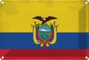 Blechschild 20x30 cm Ecuador Vintage Flagge Fahne Wappen