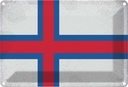 Blechschild 20x30 cm Färöer Faroe Islands Vintage Flagge Fahne Wappen