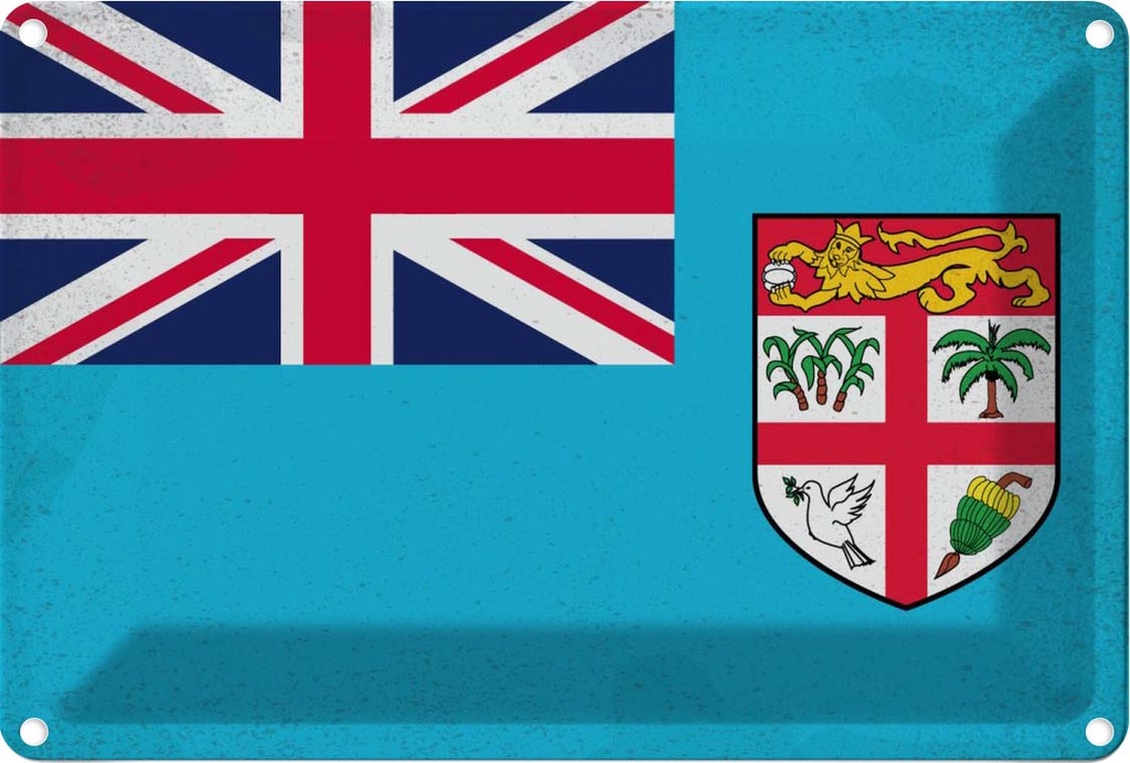 Blechschild 20x30 cm Fidschi Fiji Vintage Flagge Fahne Wappen
