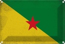 Blechschild 20x30 cm Französisch?Guayana Vintage Flagge Fahne Wappen