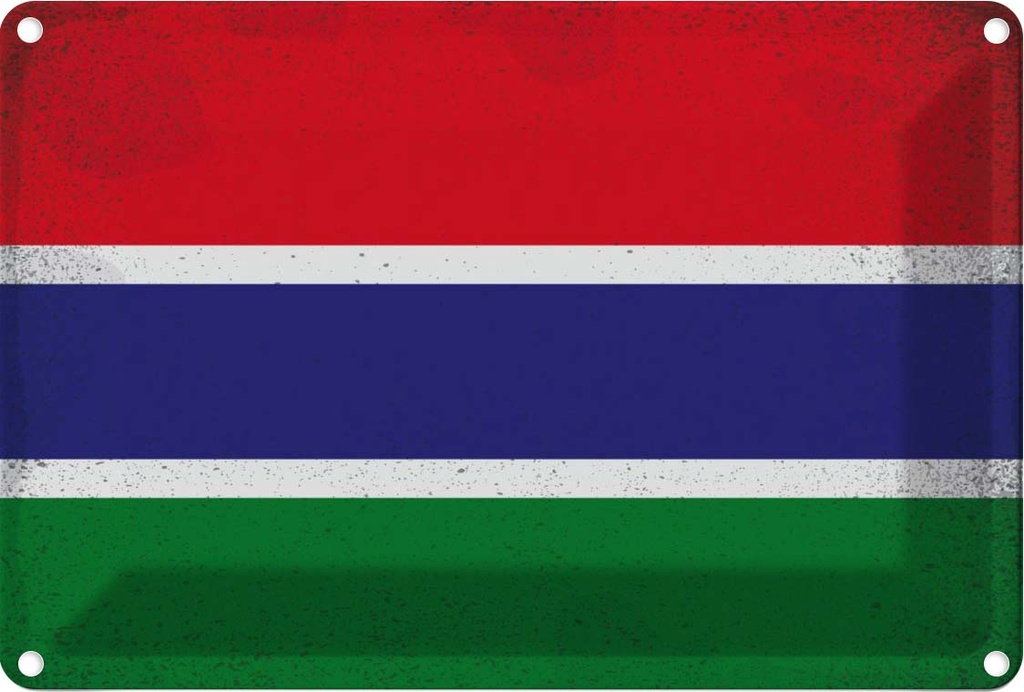 Blechschild 20x30 cm Gambia Vintage Flagge Fahne Wappen