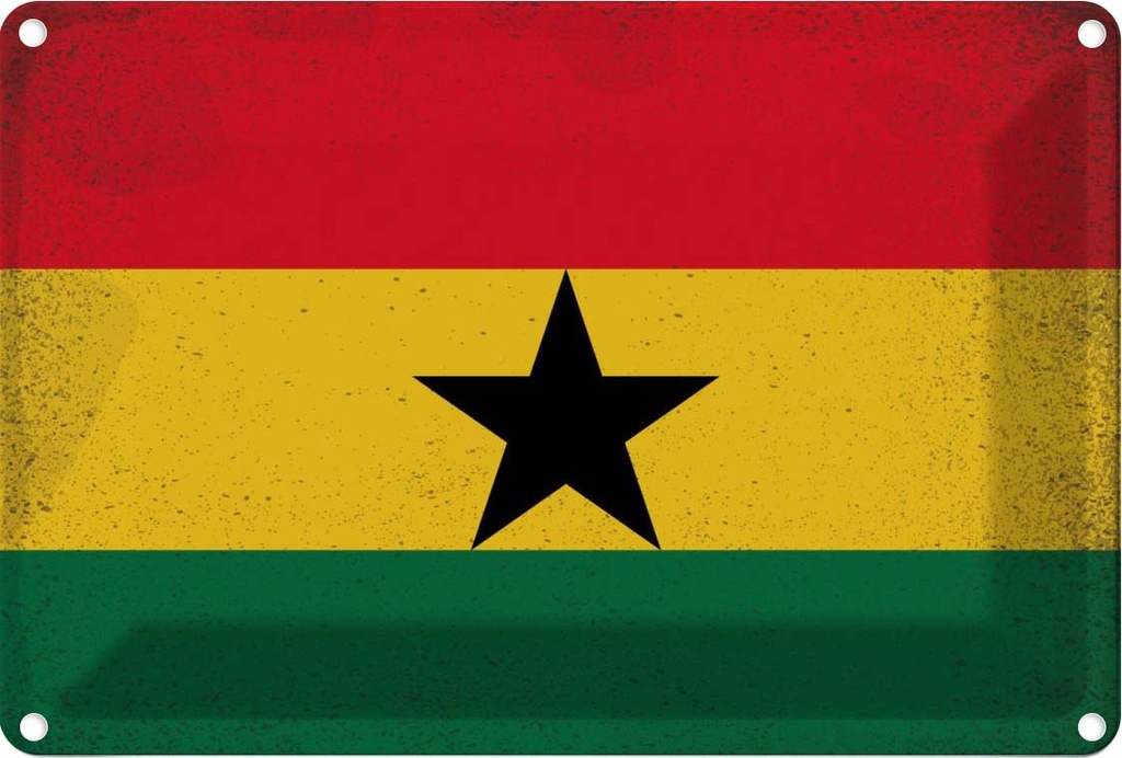 Blechschild 20x30 cm Ghana Vintage Flagge Fahne Wappen