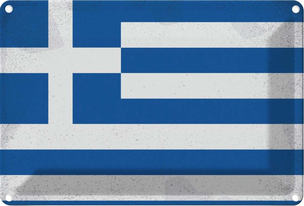 Blechschild 20x30 cm Griechenland GreeceVintage Flagge Fahne Wappen