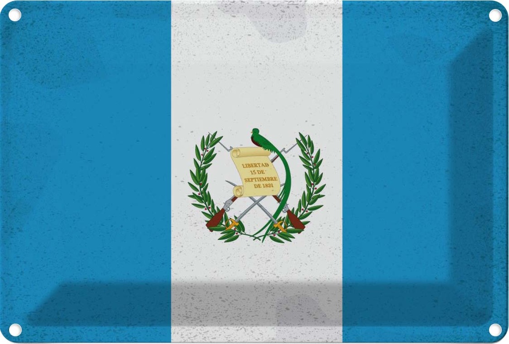 Blechschild 20x30 cm Guatemala Vintage Flagge Fahne Wappen
