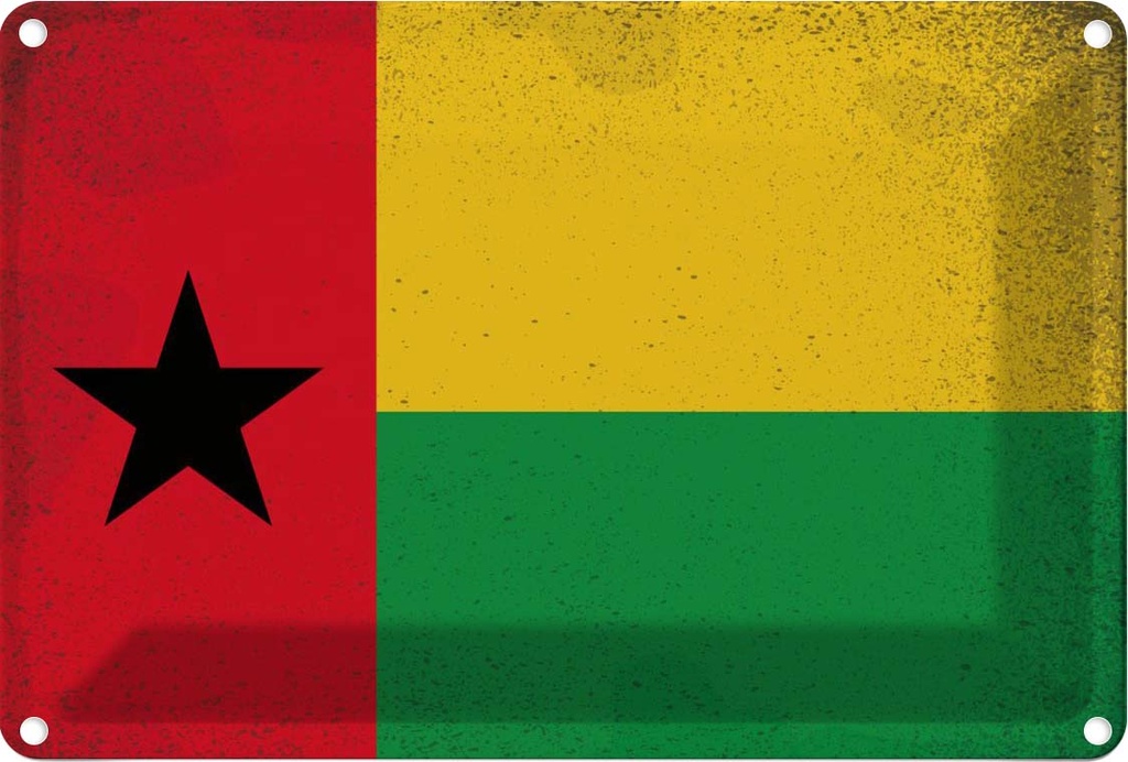 Blechschild 20x30 cm Guinea-Bissau Guinea Vintage Flagge Fahne Wappen