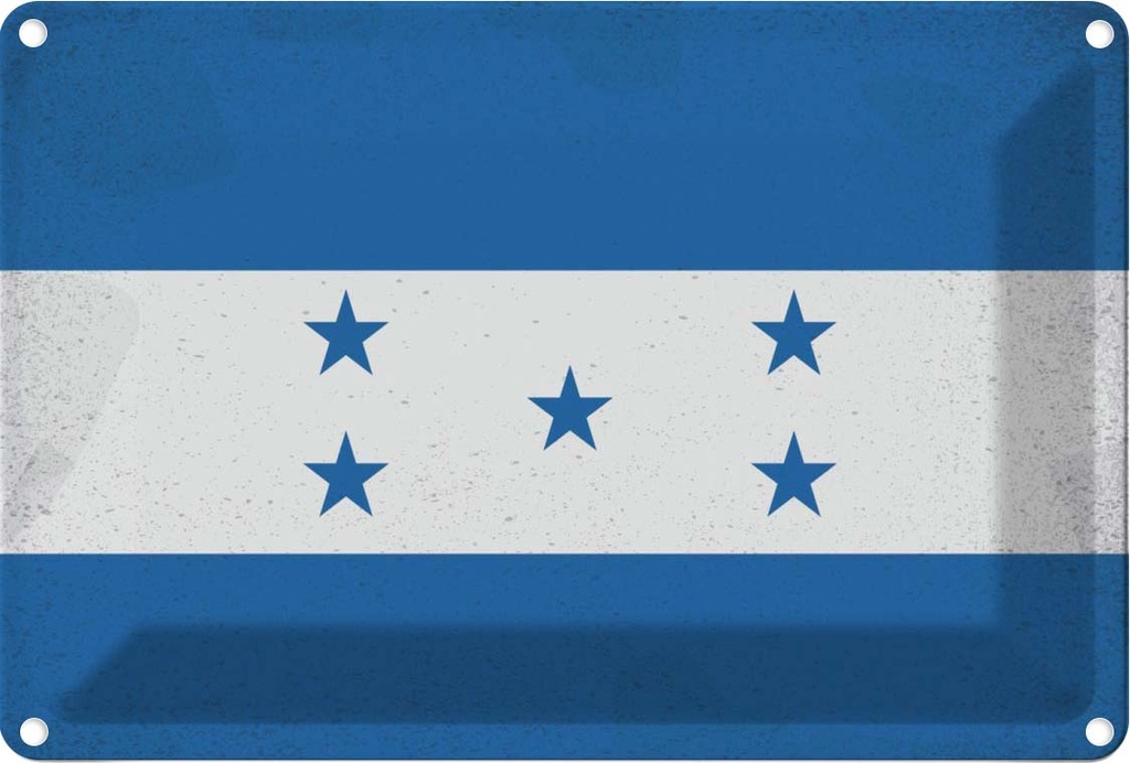 Blechschild 20x30 cm Hondura Honduras Vintage Flagge Fahne Wappen