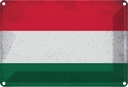 Blechschild 20x30 cm Ungarn Hungary Vintage Flagge Fahne Wappen