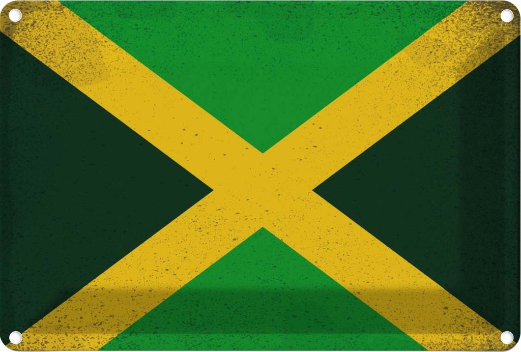 Blechschild 20x30 cm Jamaika Jamaica Vintage Flagge Fahne Wappen