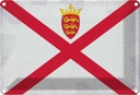 Blechschild 20x30 cm Jersey Vintage Flagge Fahne Wappen