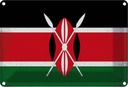 Blechschild 20x30 cm Kenia Kenya Vintage Flagge Fahne Wappen