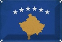 Blechschild 20x30 cm Kosovo Vintage Flagge Fahne Wappen