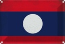 Blechschild 20x30 cm Laos Vintage Flagge Fahne Wappen