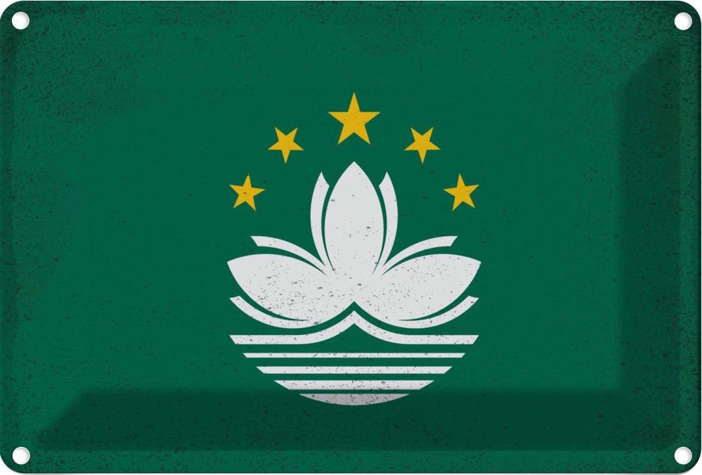 Blechschild 20x30 cm Macau Vintage Flagge Fahne Wappen