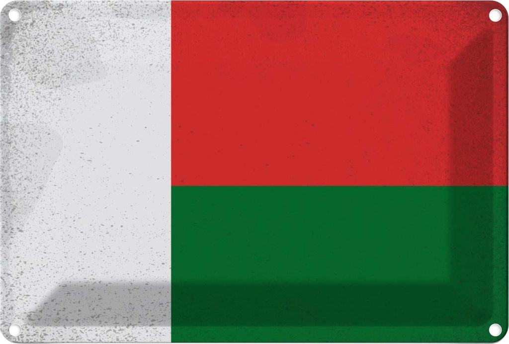 Blechschild 20x30 cm Madagaskar Madagascar Vintage Flagge Fahne Wappen