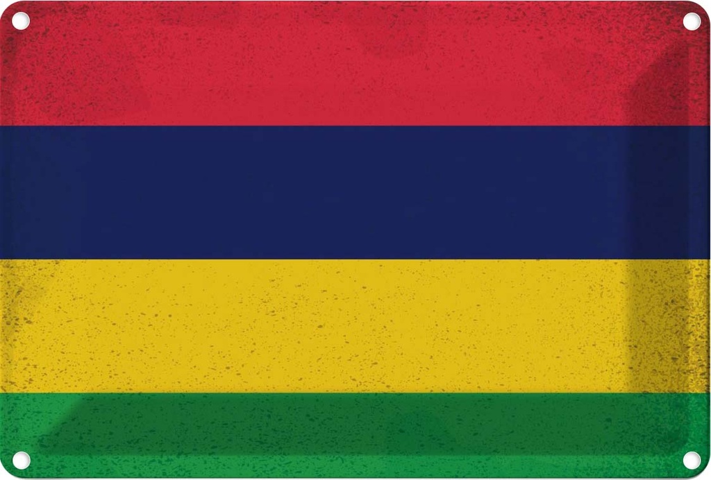 Blechschild 20x30 cm Mauritius Vintage Flagge Fahne Wappen