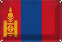 Blechschild 20x30 cm Mongolei Mongolia Vintage Flagge Fahne Wappen