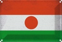 Blechschild 20x30 cm Niger Vintage Flagge Fahne Wappen