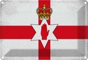 Blechschild 20x30 cm Nordirland Vintage Flagge Fahne Wappen