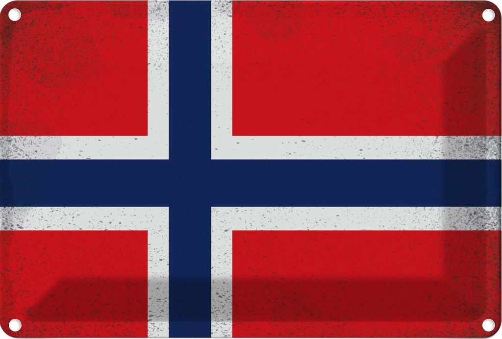 Blechschild 20x30 cm Norwegen Norway Vintage Flagge Fahne Wappen