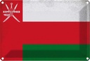 Blechschild 20x30 cm Oman Vintage Flagge Fahne Wappen