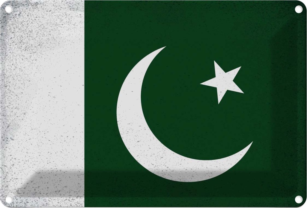 Blechschild 20x30 cm Pakistan Vintage Flagge Fahne Wappen