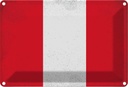 Blechschild 20x30 cm Peru Vintage Flagge Fahne Wappen