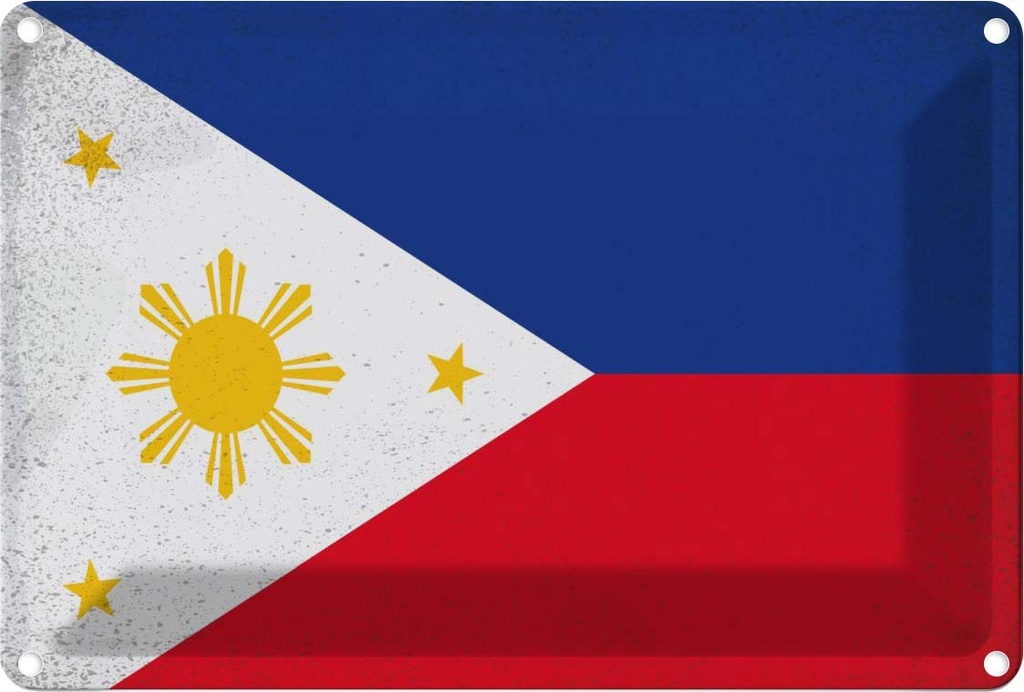Blechschild 20x30 cm Philippinen Philippines Vintage Flagge Fahne Wappen