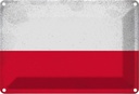 Blechschild 20x30 cm Polen Poland Vintage Flagge Fahne Wappen
