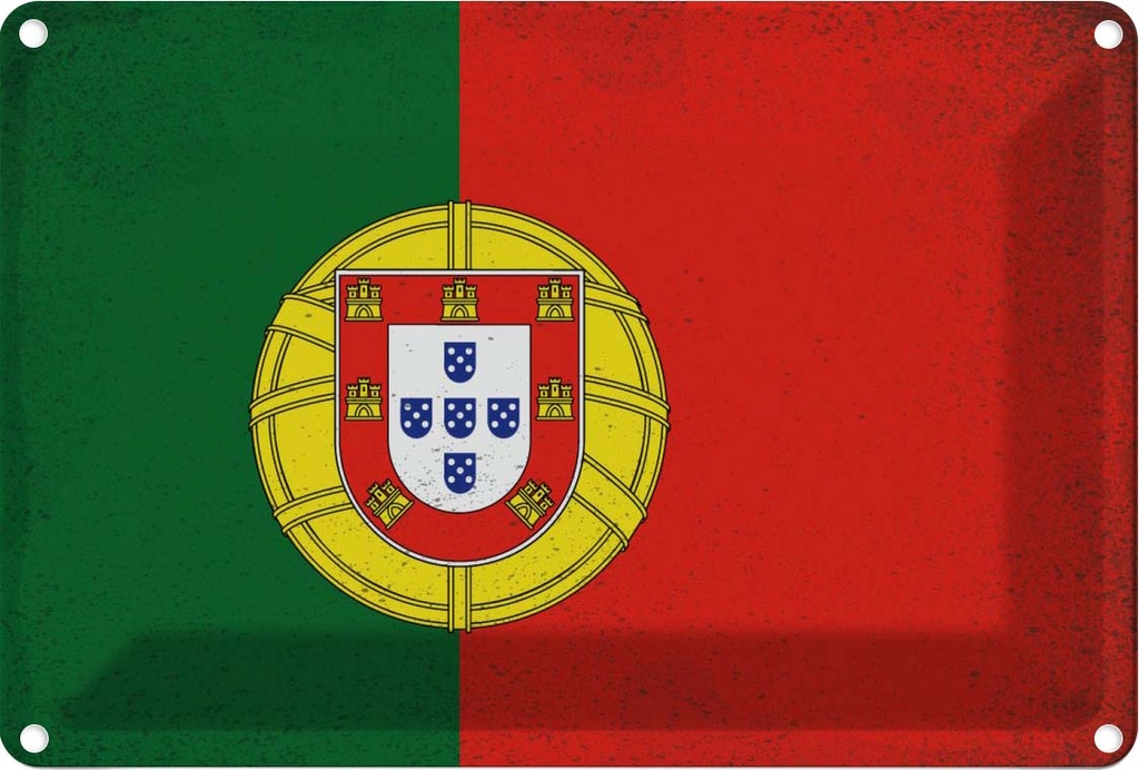 Blechschild 20x30 cm Portugal Vintage Flagge Fahne Wappen