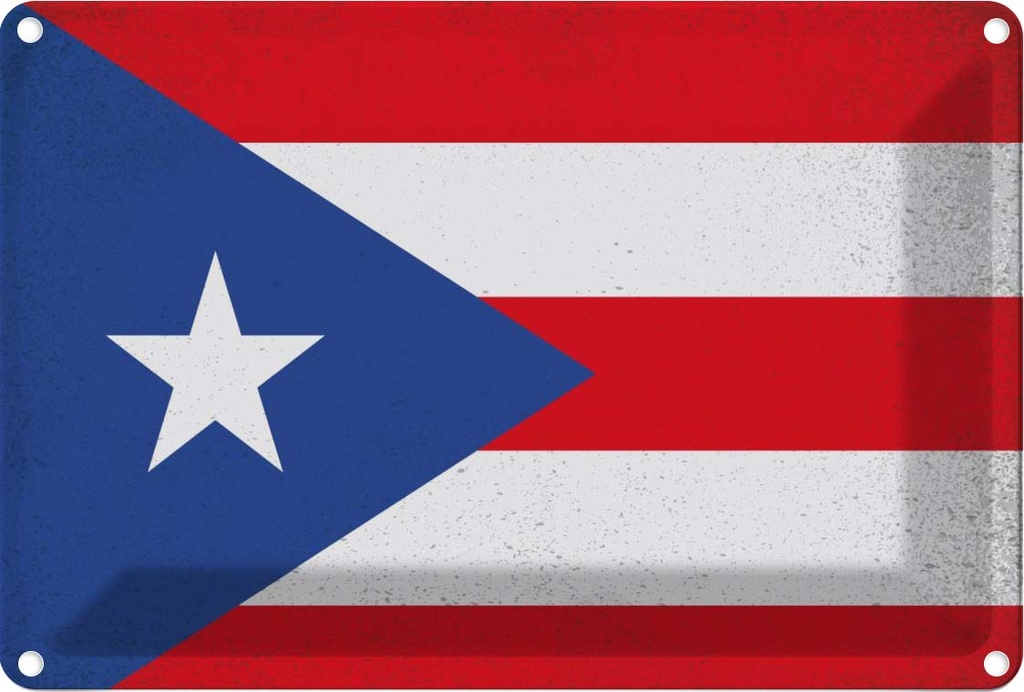 Blechschild 20x30 cm Puerto Rico Vintage Flagge Fahne Wappen