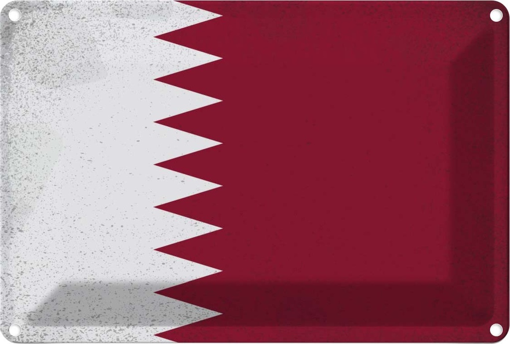 Blechschild 20x30 cm Katar Qatar Vintage Flagge Fahne Wappen