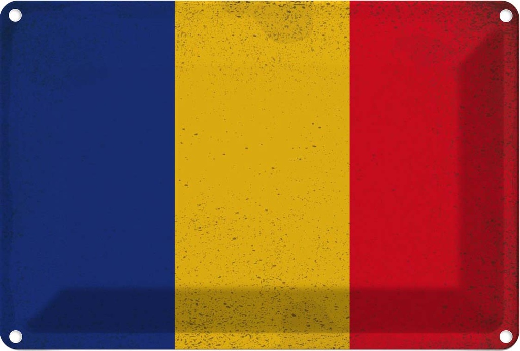 Blechschild 20x30 cm Rumänien Romania Vintage Flagge Fahne Wappen