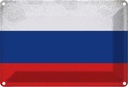Blechschild 20x30 cm Russland Russia Vintage Flagge Fahne Wappen