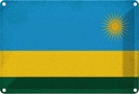 Blechschild 20x30 cm Ruanda Rwanda Vintage Flagge Fahne Wappen