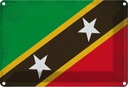 Blechschild 20x30 cm St. Kitts und Nevis Vintage Flagge Fahne Wappen