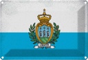 Blechschild 20x30 cm San Marino Vintage Flagge Fahne Wappen